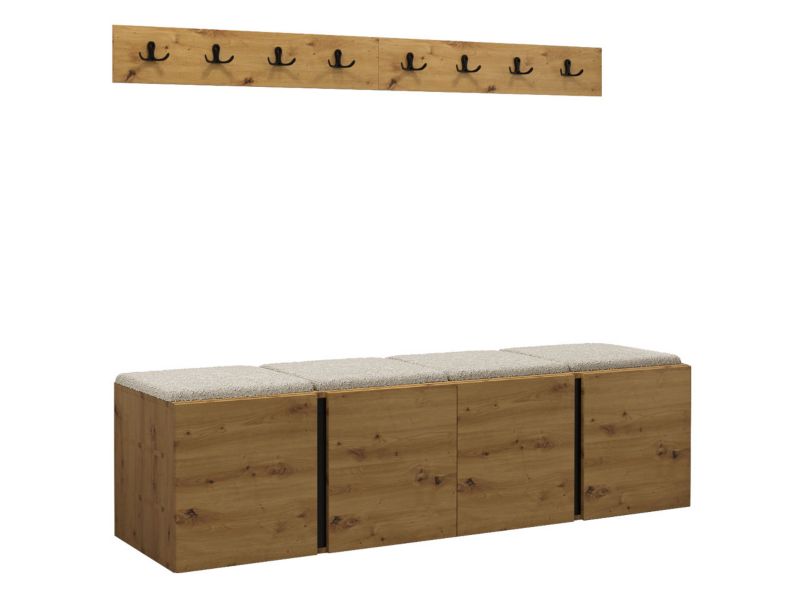 Garderoba MIRJAN 24 Orion VII dąb artisan/czarny + beżowa bukla 1 kpl.