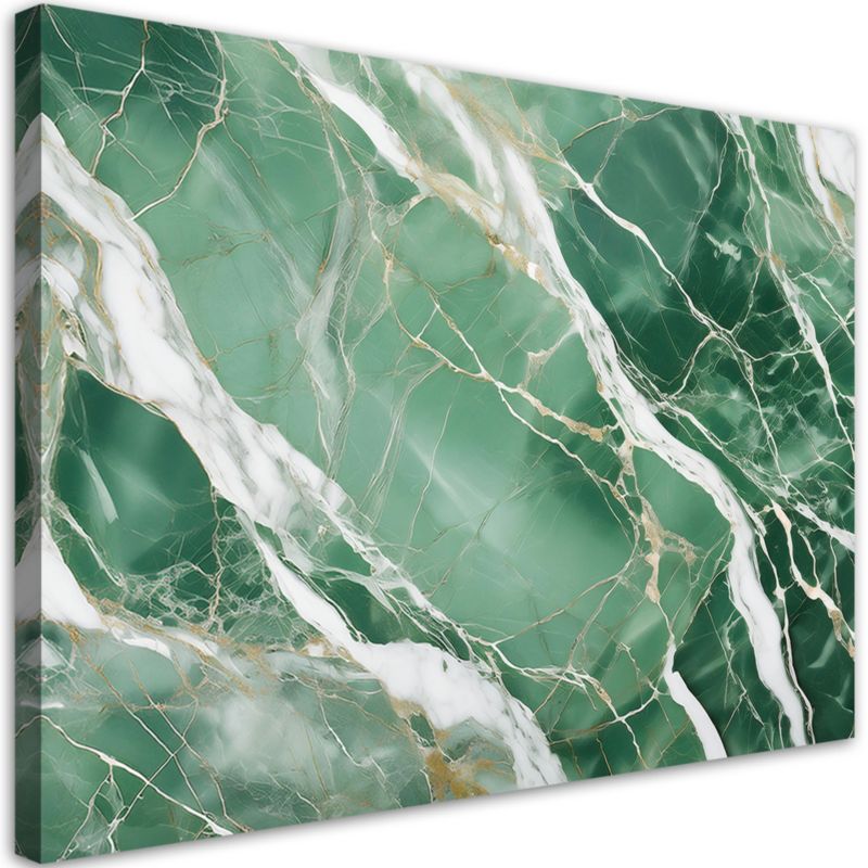 Obraz na płótnie Feeby Zielony Marmur ze Złotem Styl Glamour 100x70cm 1szt