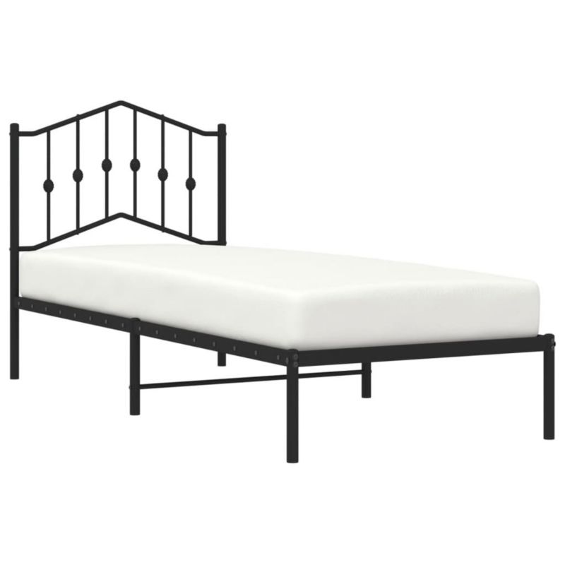 Łóżko metalowe WaszeMeble 90x190 cm z wezgłowiem czarne 1 szt.