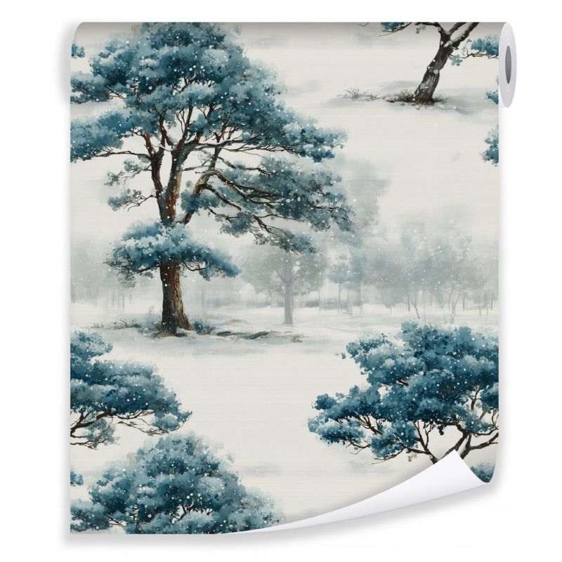 Tapeta WALLARENA Do Sypialni Salonu Na Flizelinie Drzewa Natura Las Niebieski 50x1000 cm T15772VE 1 szt.