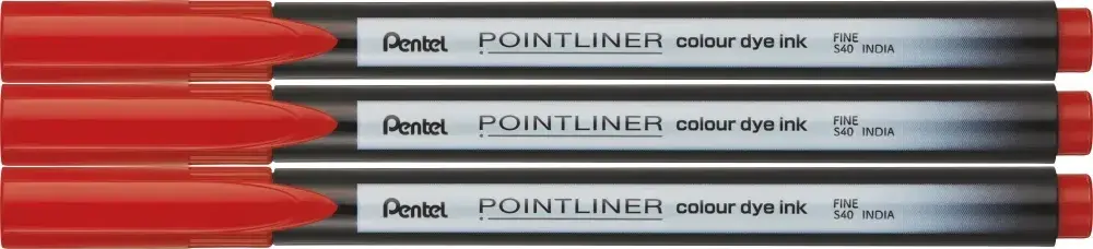 3x Cienkopis Pentel Pointliner Colour, czerwony