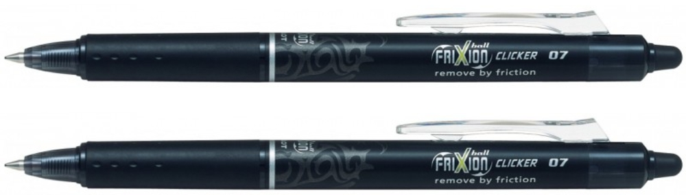 2x Pióro kulkowe wymazywalne Pilot, Frixion Clicker, automatyczne, 0.7mm, czarny