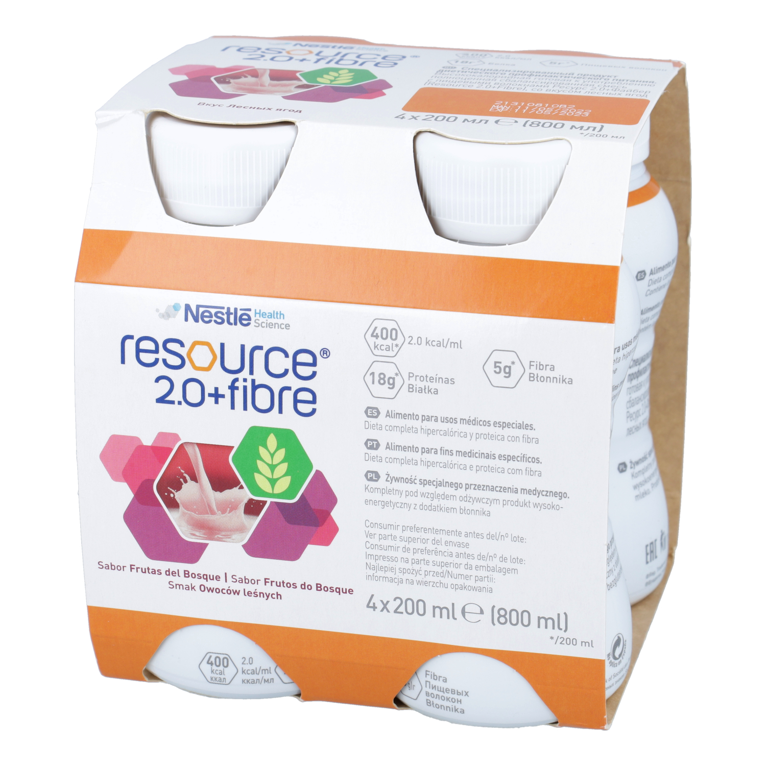 Resource 2.0 + fibre - o smaku owoców leśnych, 4 x 200 ml