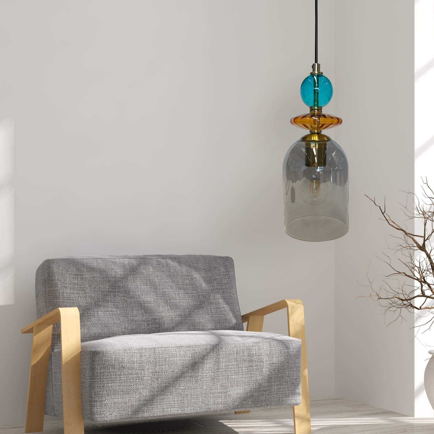 Light Prestige Tropea lampa wisząca 1x15 W przydymiona LP-2004/1PMSM