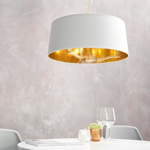Endon Harvey lampa wisząca 3x40W biała/złota 67667