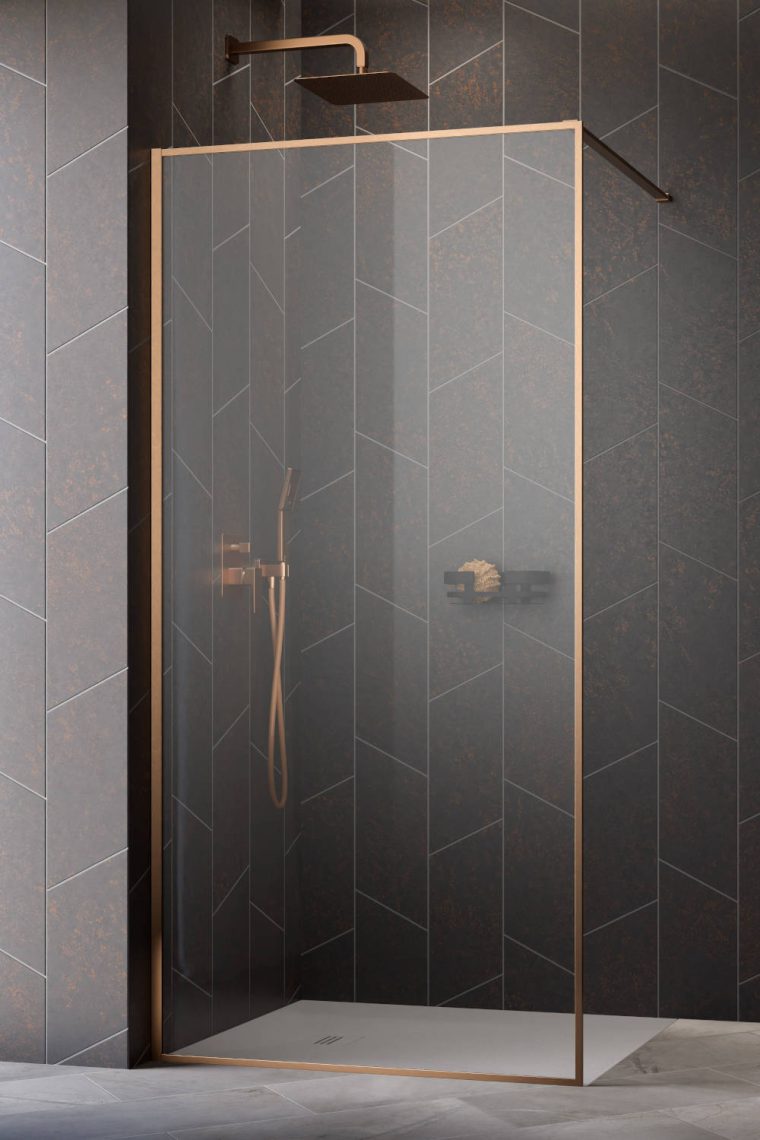 Radaway Modo F Brushed Copper II ścianka prysznicowa 85 cm miedź szczotkowana/szkło przezroczyste 10409085-93-01