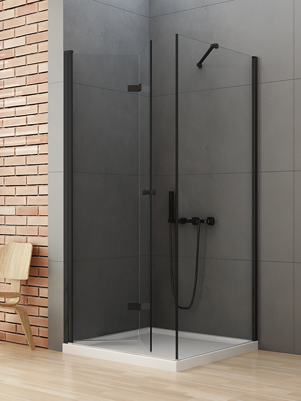 New Trendy New Soleo Black kabina prysznicowa 90x80 cm lewa czarny mat/szkło przezroczyste D-0235A/D-0114B