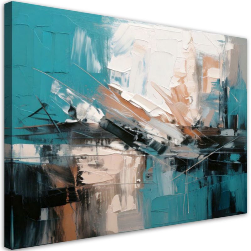 Abstrakcja obraz nowoczesny do salonu Feeby Turkusowy beżowy szary 120x80cm 1szt