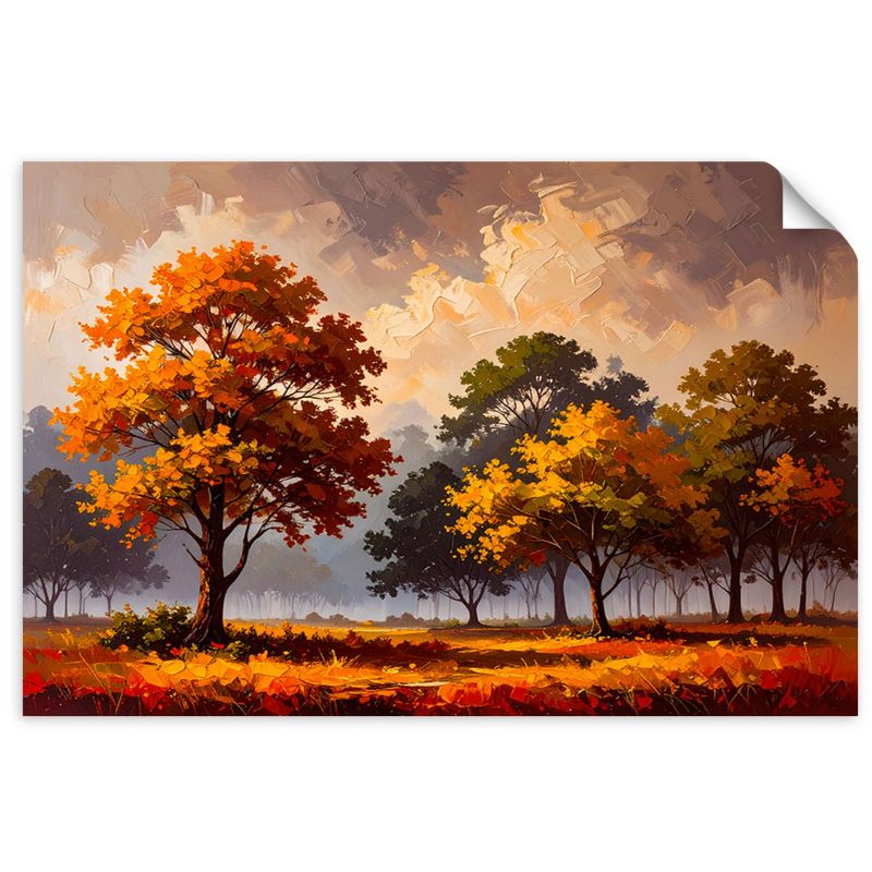 Naklejki samoprzylepne do salonu sypialni Feeby Jesienny Las Drzewa Krajobraz 90x60cm 1szt