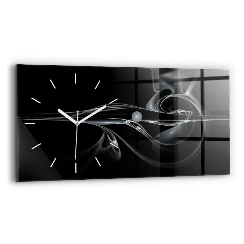 Zegar szklany białe wskazówki Wallfluent 60x30 cm Dym abstrakcyjny 1 szt.