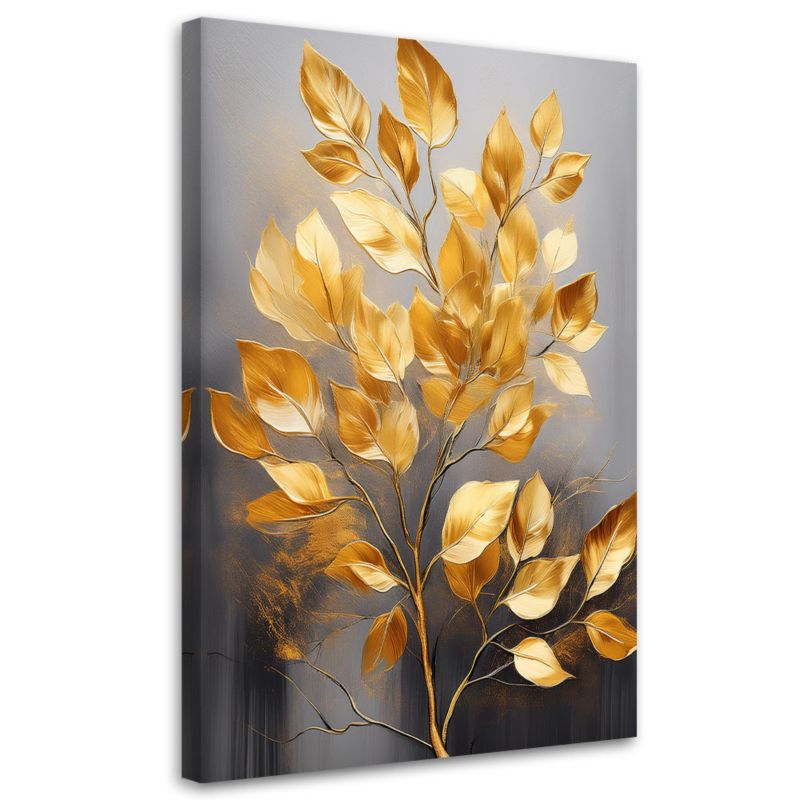 Obraz na płótnie Feeby Złote Liście Minimalizm 40x60cm 1szt