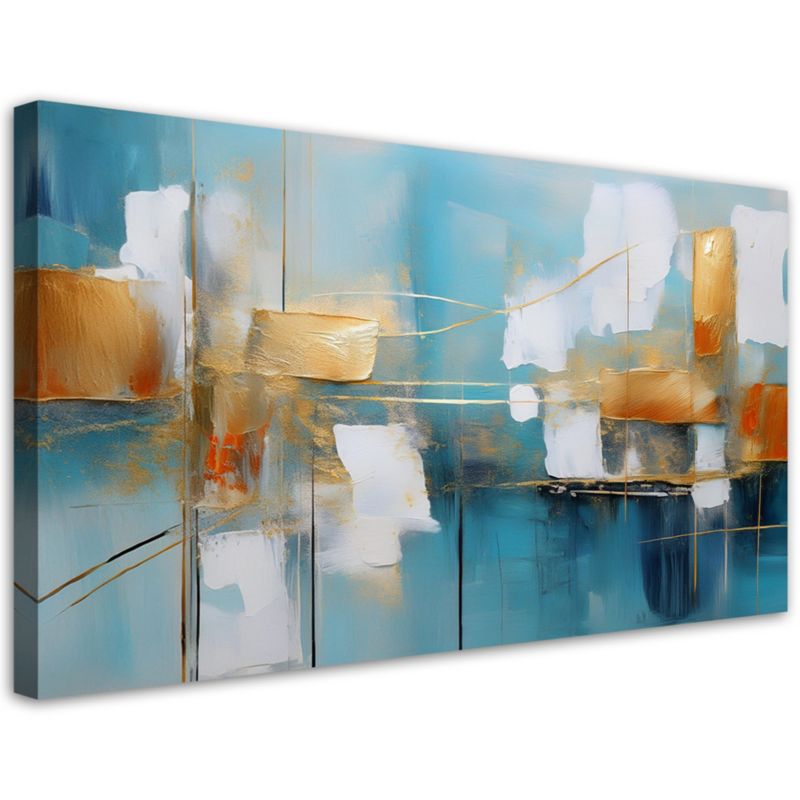 Obraz na płótnie Feeby Turkusowa Abstrakcja ze złotem 100x50cm 1szt