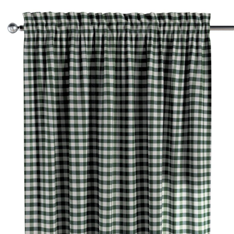 Zasłona na kanale z grzywką 1 szt. 130 x 260 cm Dekoria zielono-biała kratka (1,5x1,5cm) 1 szt.