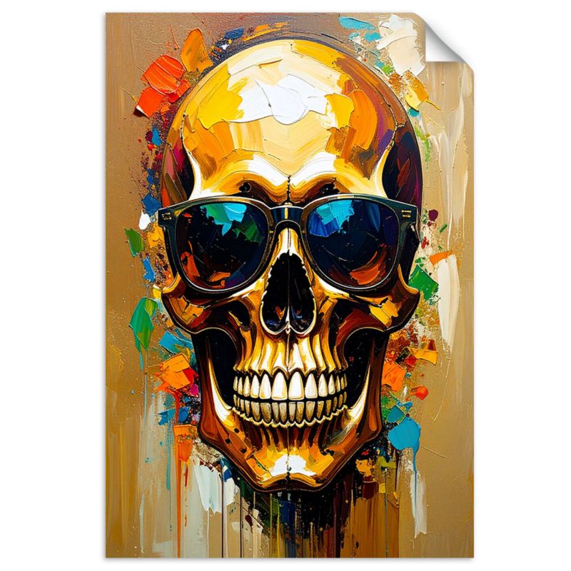 Naklejka na ścianę nowoczesna Feeby Kolorowa czaszka w okularach 100x150cm 1szt