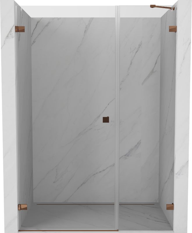 Drzwi prysznicowe uchylne Mexen Lunar-B różowe złoto 125x200 cm 1 szt.