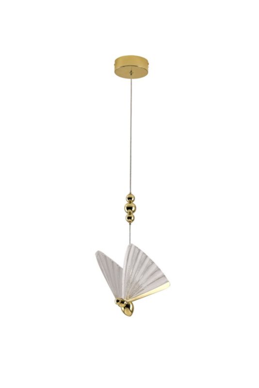 Lampa wisząca Light Prestige Mariposa złoto-przezroczysta dekoracyjna wbudowany LED 8W 1 szt.