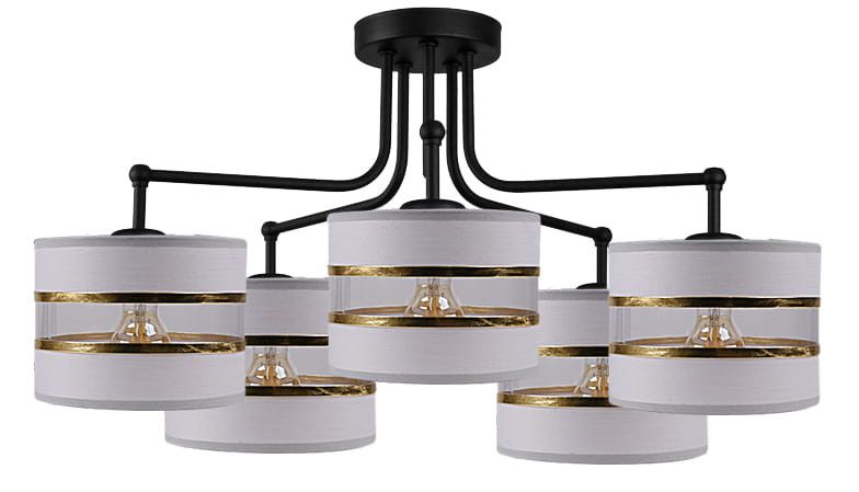Żyrandol Candellux Andy czarno-biały-złoty wym: 34 x 72 x 72 cm 5xE27 x 40W 1 szt.