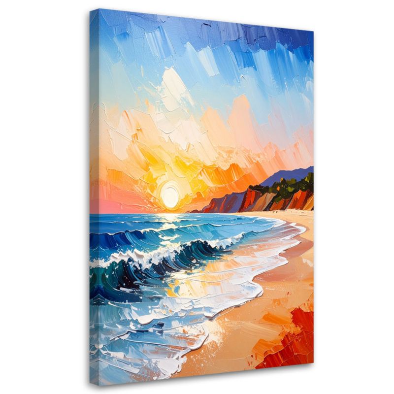 Obraz do salonu biura Feeby Pejzaż Morze Plaża Zachód słońca 70x100cm 1szt