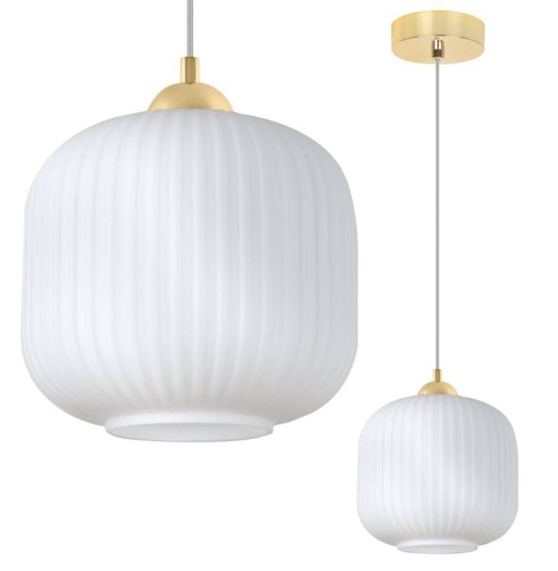 Lampa sufitowa wisząca Light Home LH Riffle walec 20cm 1x E27 60W złoty/biały 1szt