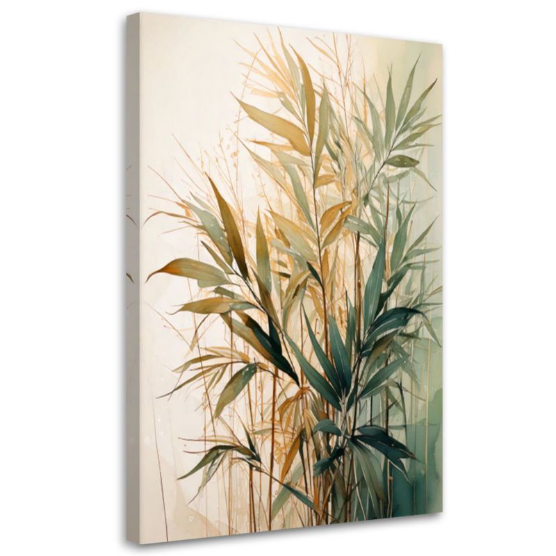 Obraz do sypialni Feeby Trawy Akwarela Zieleń Beż Natura 80x120cm 1szt