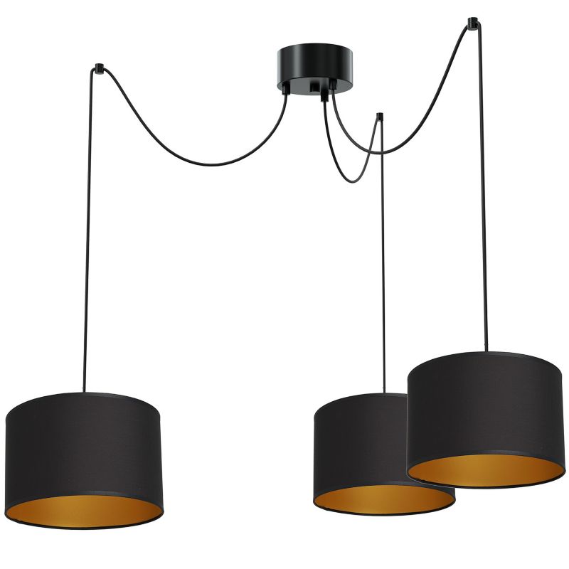 Lampa wisząca Luminex Spindel Shade czarny matowa-złota wym: 250 x cm 3xE27 x 15W 1 szt.