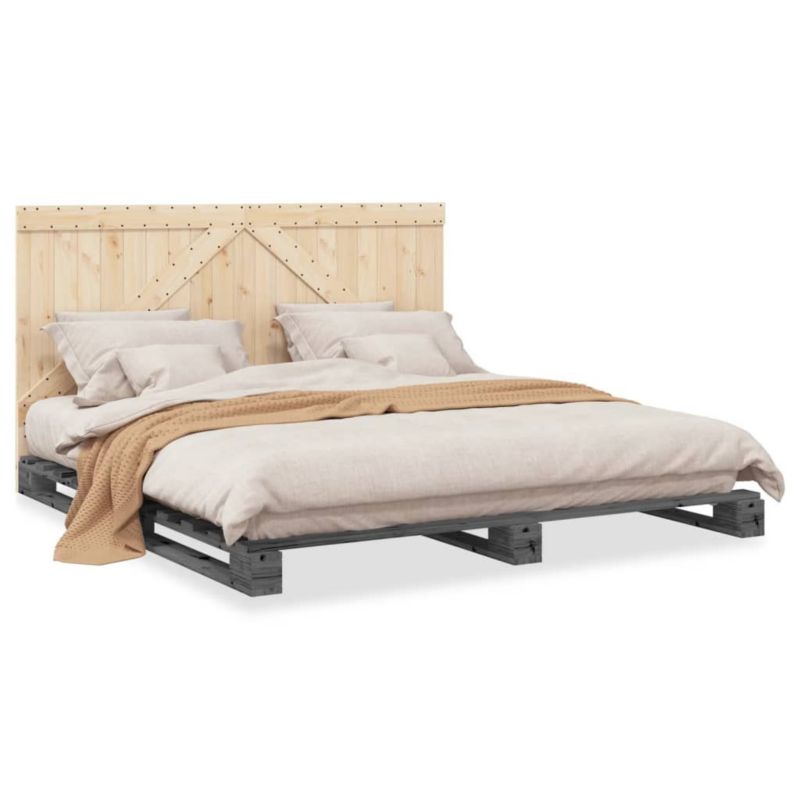 Łóżko drewniane WaszeMeble 200x200 cm szara WM-3281567 1 szt.