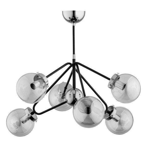 Lampa sufitowa Alfa Elba czarna-chromowana wym: 50 x 62,5 x 62,5 cm 6xE14 x 10W 1 szt.