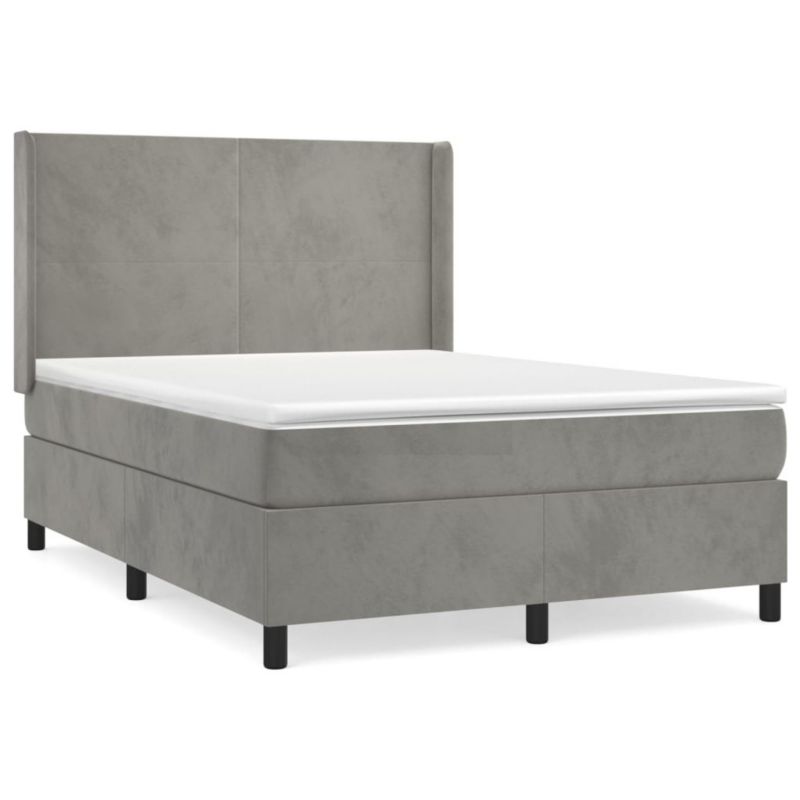 Łóżko kontynentalne WaszeMeble 140x190 cm jasnoszare WM-3132561 1 szt.