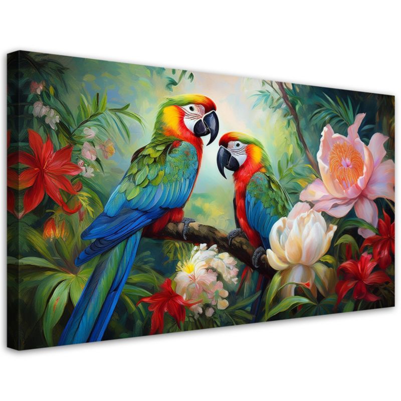Obraz na płótnie Feeby Kolorowe Papugi Tropikalne Dżungla 100x50cm 1szt