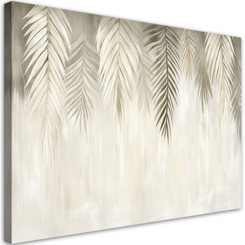 Obraz do salonu sypialni Feeby Beżowe liście palmowe w stylu boho 90x60cm 1szt
