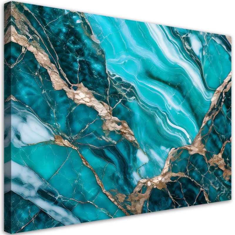 Obraz na płótnie Feeby Turkusowy Marmur ze Złotem 100x70cm 1szt