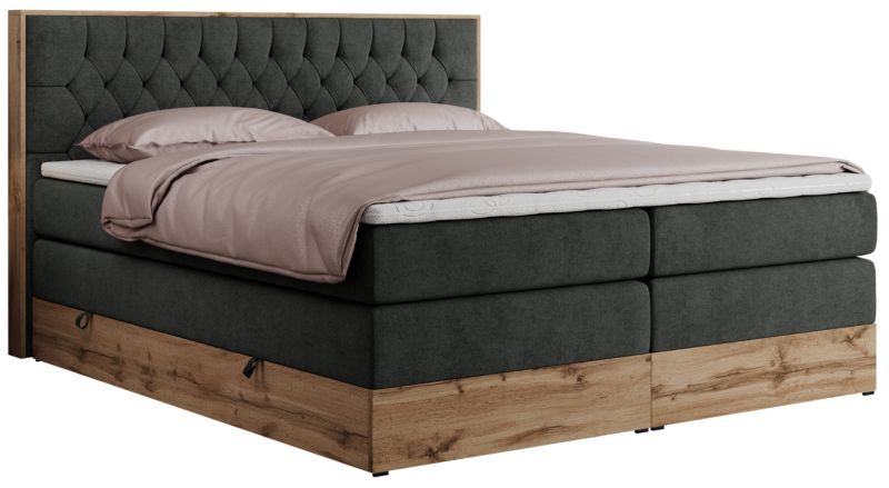 Łóżko kontynentalne MKS Meble AMORE KING 180x200 H3 ciemnoszary struktura 1szt.