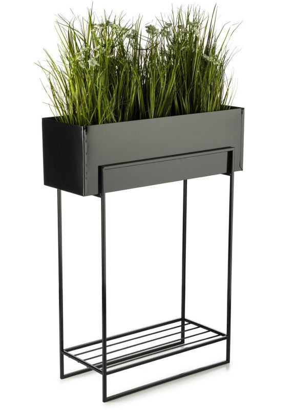 Kwietnik stojący HowHomely Metalowy Czarny 60x23x82 cm 1 szt.