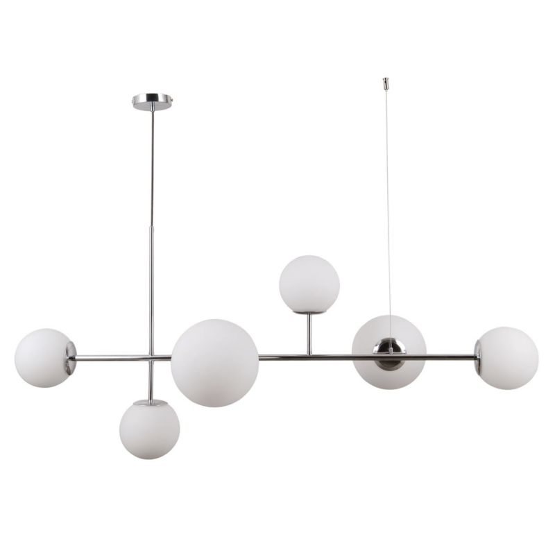 Żyrandol Italux Vailante chromowo-biały szklane kule 6xE14 / E27 x 5W 1 szt.