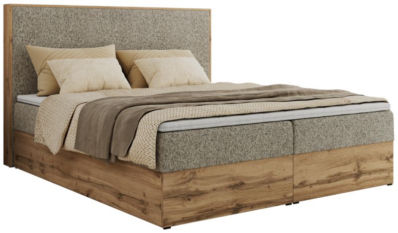 Łóżko kontynentalne MKS Meble WOOD CLASSIC 160x200 H4 ciemnobeżowy struktura 1 szt.