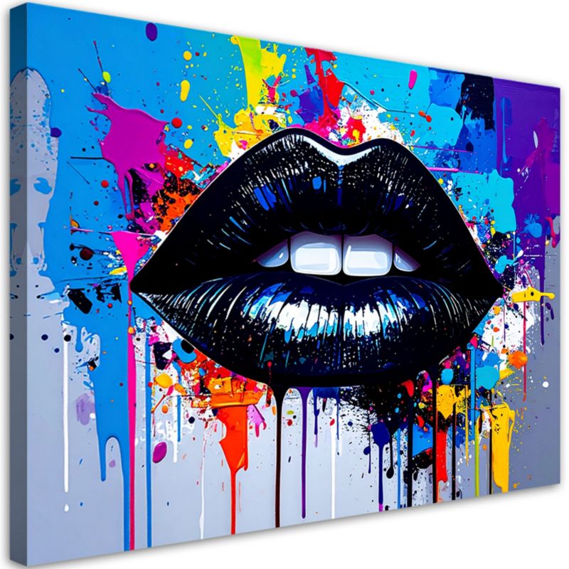 Obraz nowoczesny do sypialni salonu Feeby Czarne Usta Kobiety Abstrakcja 60x40cm 1szt