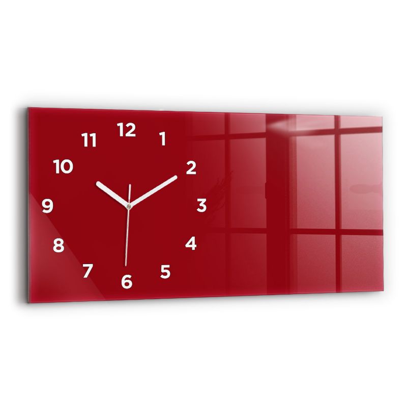 Zegar z białymi wskazówkami Wallfluent 60x30 cm Kolor czerwony Szklany 1 szt.