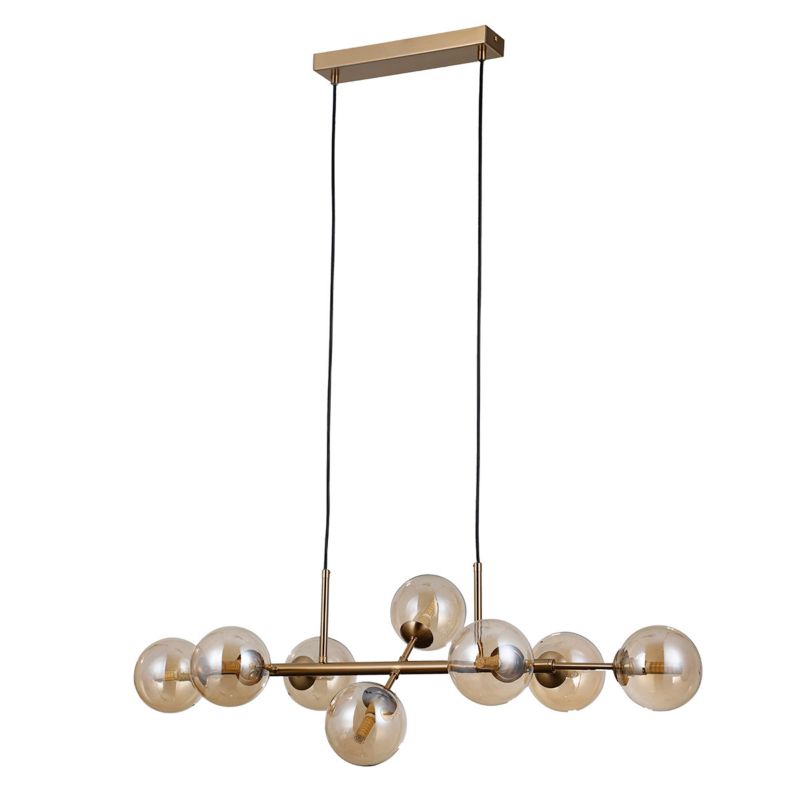 Lampa wisząca Italux Erimida miodowy mosiądz szklane bursztynowe kule 8xG9 x 5W 1 szt.