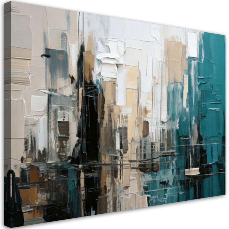 Obraz do salonu nowoczesny Feeby Miasto abstrakcja turkusowy beżowy 100x70cm 1szt