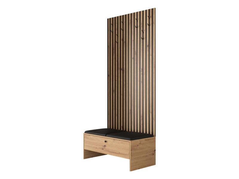 Garderoba MIRJAN 24 Balma IV dąb artisan + czarna ekoskóra 1 kpl.