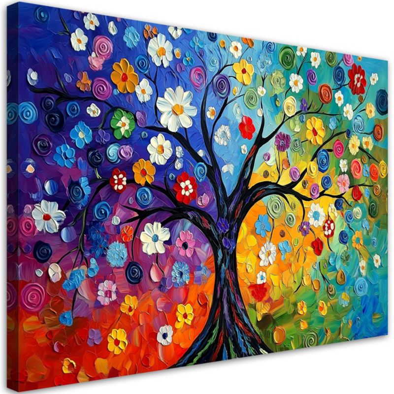 Obraz na płótnie Feeby Kolorowe Drzewo Życia 90x60cm 1szt