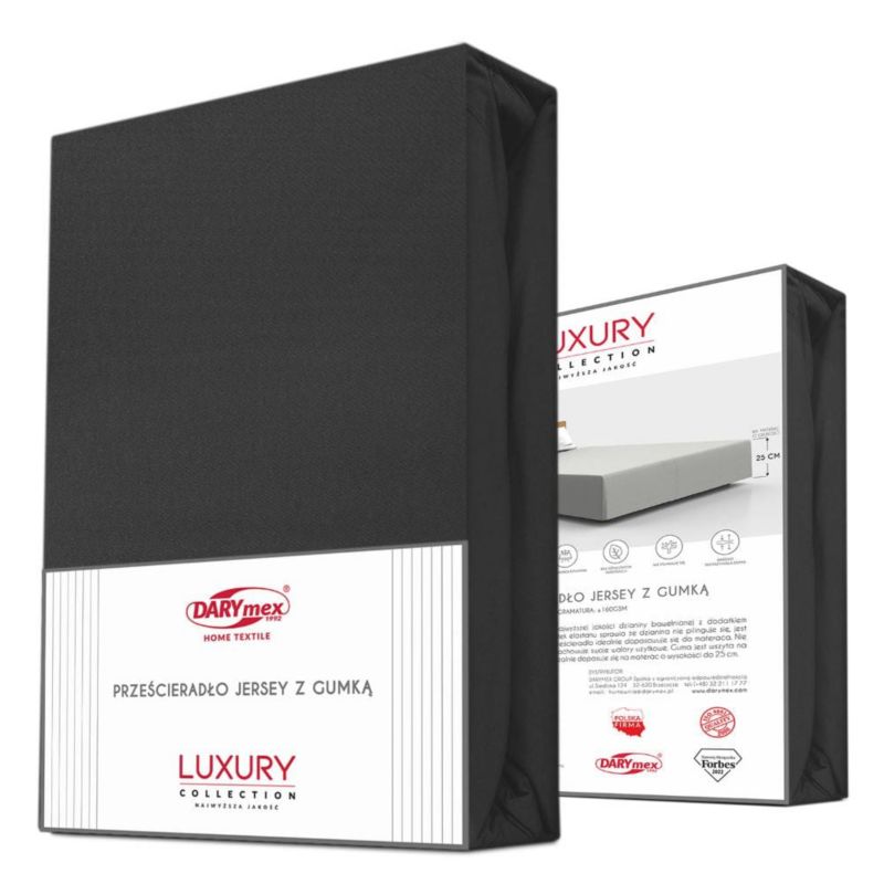 Prześcieradło jersey z elastanem z gumką Darymex 160x200 kolor czarny 1 szt.