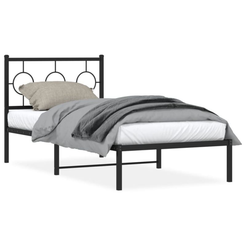 Łóżko metalowe WaszeMeble 90x190 cm z wezgłowiem czarne 1 szt.