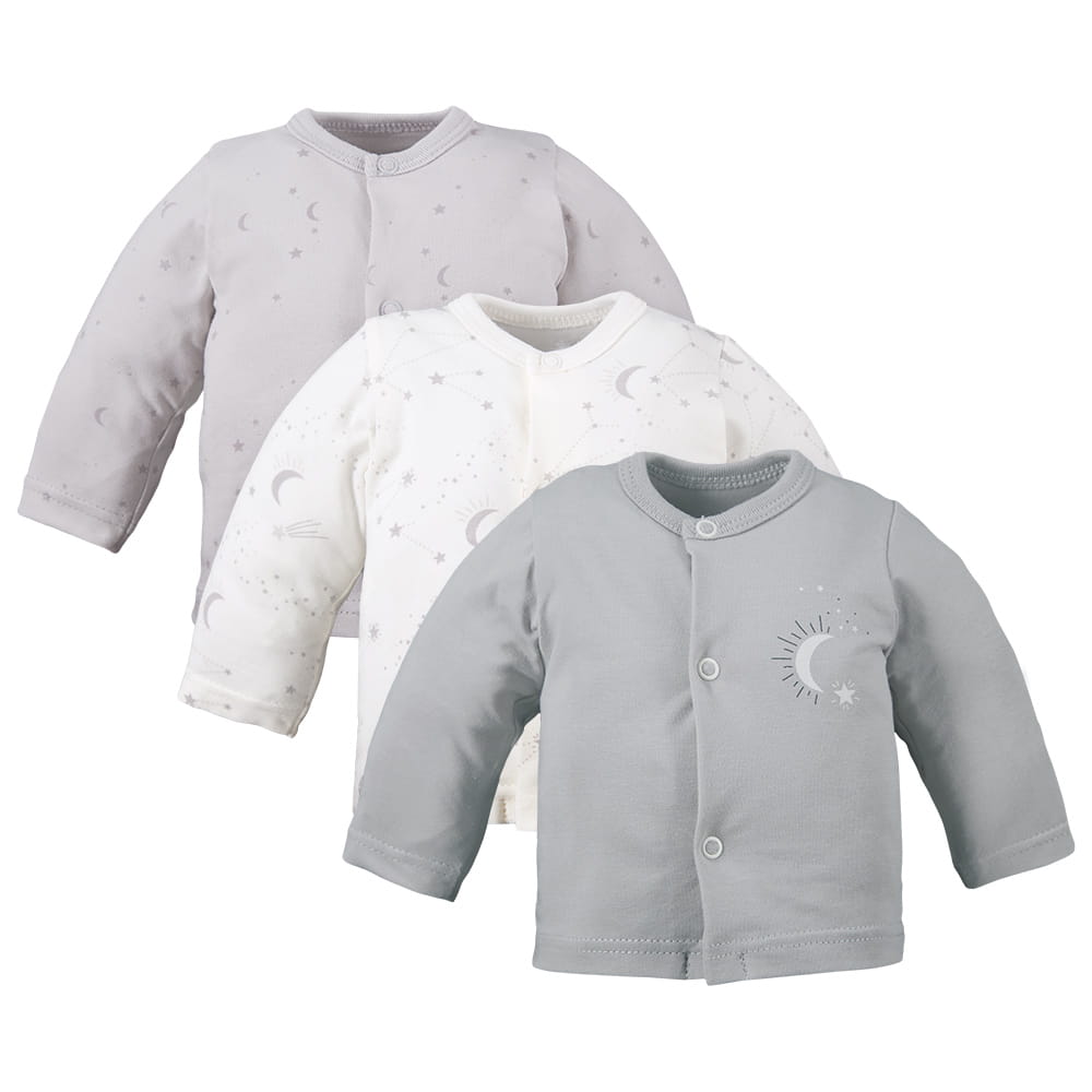 3-pak kaftan dziecięcy z motywem gwiazdek szary EV