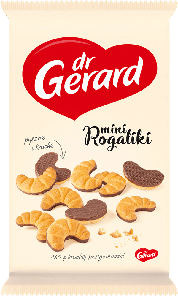 Ciastka kruche Dr Gerard mini rogaliki, maślany, z polewą kakaową,165g