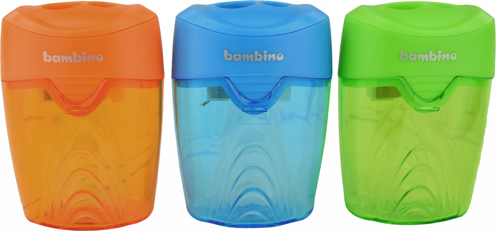 3x Temperówka Bambino, z pojemnikiem, 2 otwory, 1 sztuka, mix kolorów