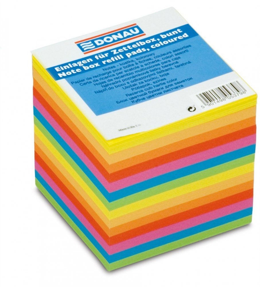 Karteczki do notatek Donau, nieklejone, 90x90x90mm, 800 kartek mix kolorów