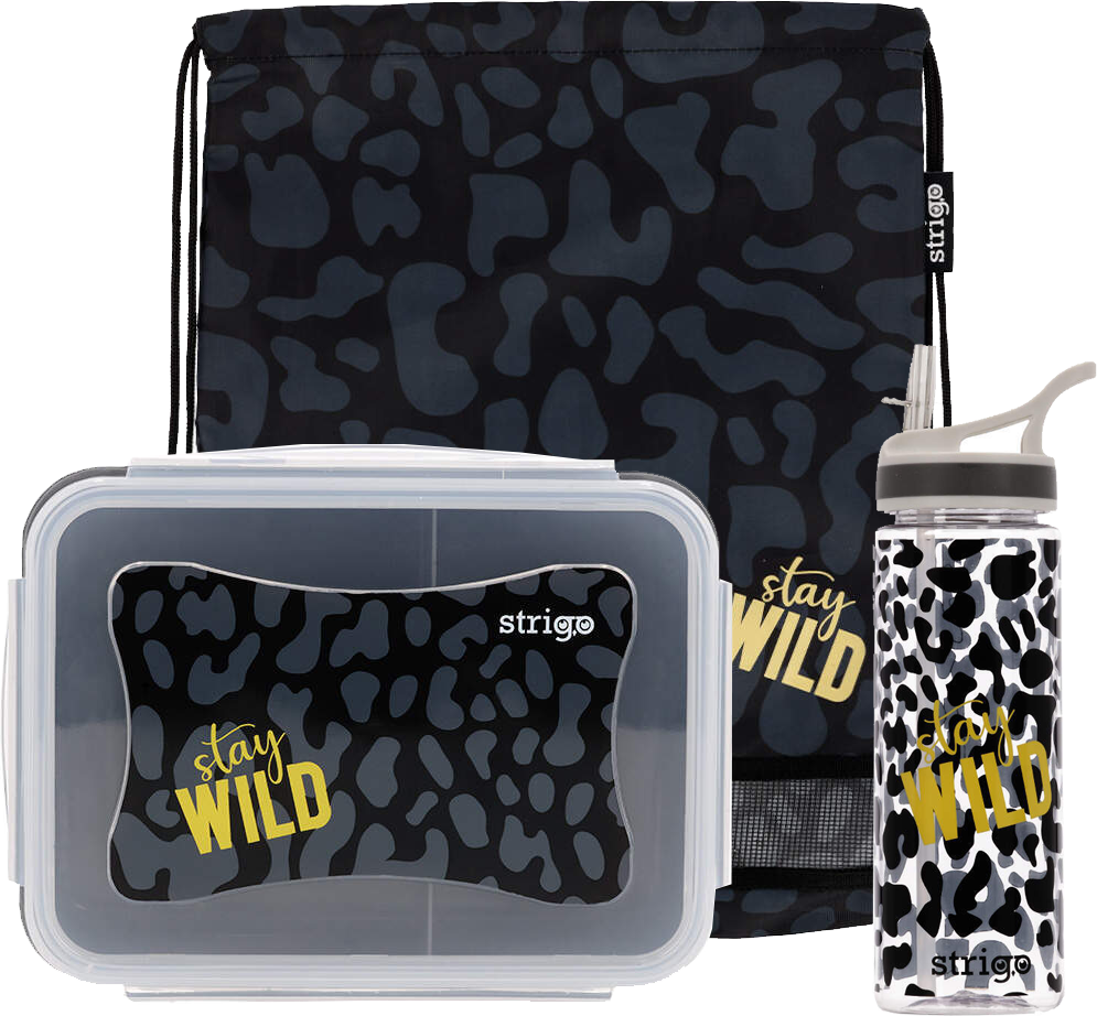 Zestaw: Lunchbox + Bidon + Worek na buty Strigo Stay Wild