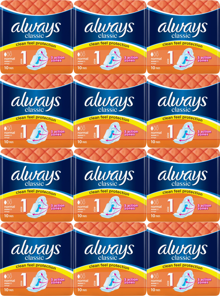 12x Podpaski Always Classic, normal, 10 sztuk