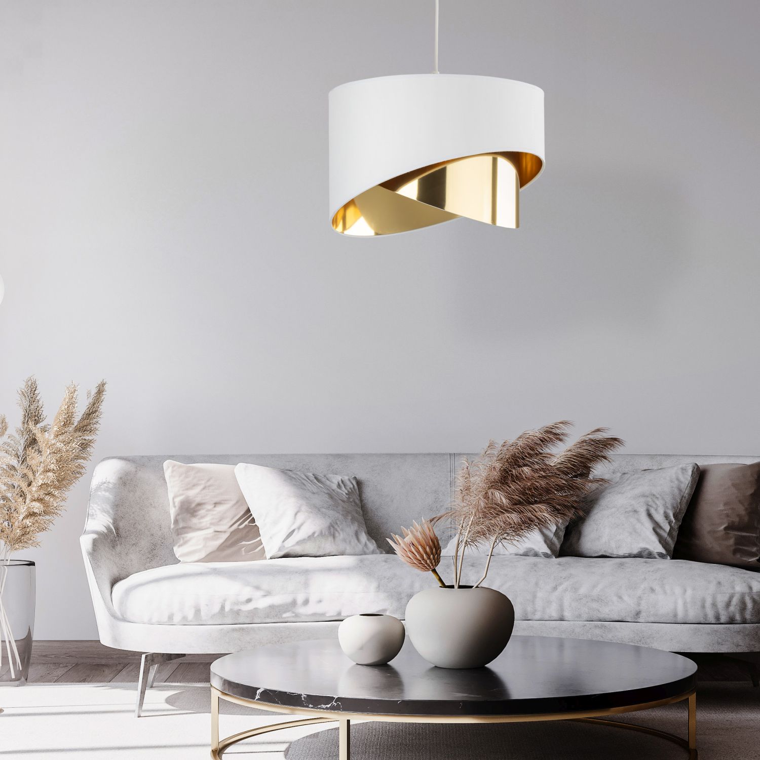 TK Lighting Grant lampa wisząca 1x15W biały/złoty 4820